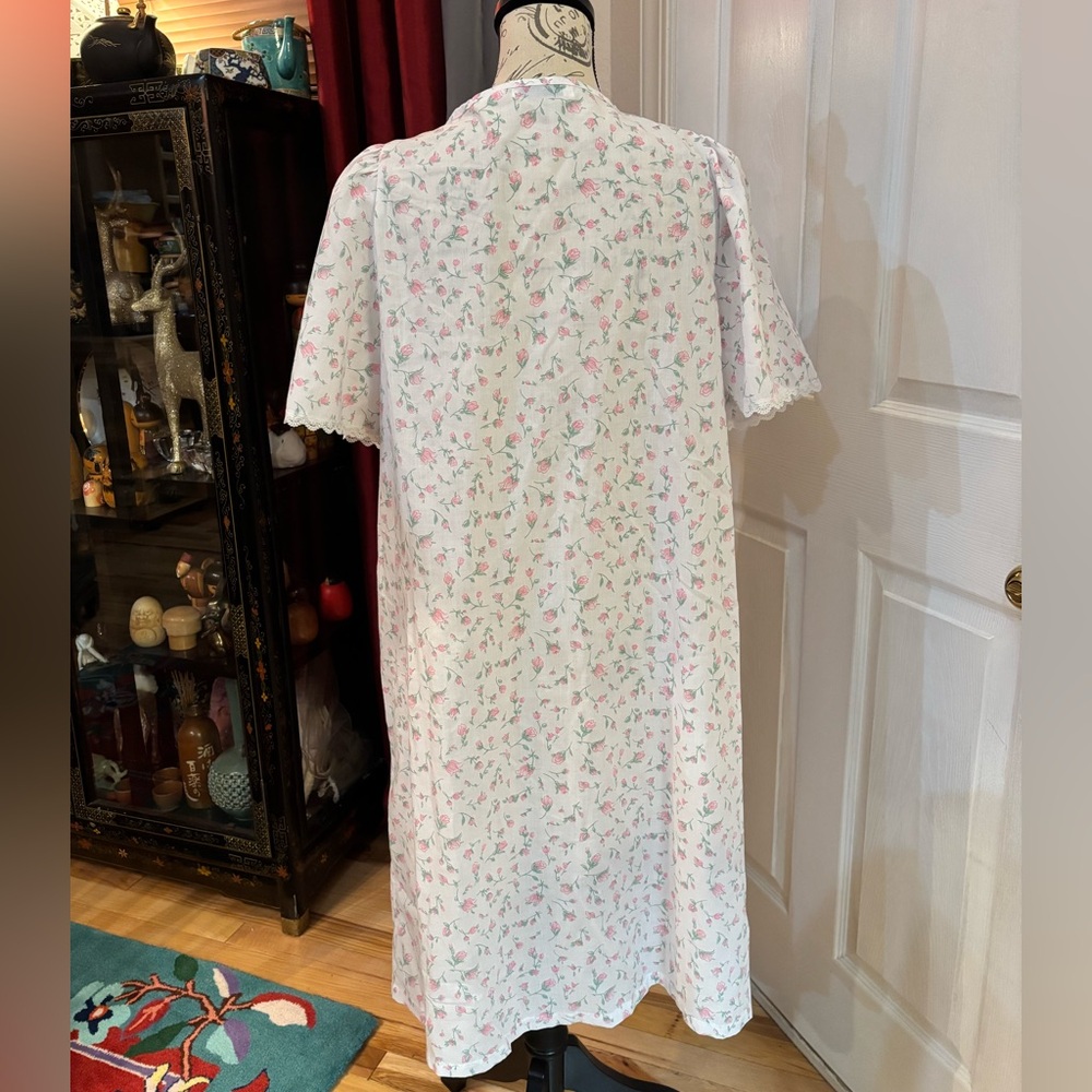 Ship N Shore Floral Short Sleeve V neck Split Summer Robe - Picture 4 of 8